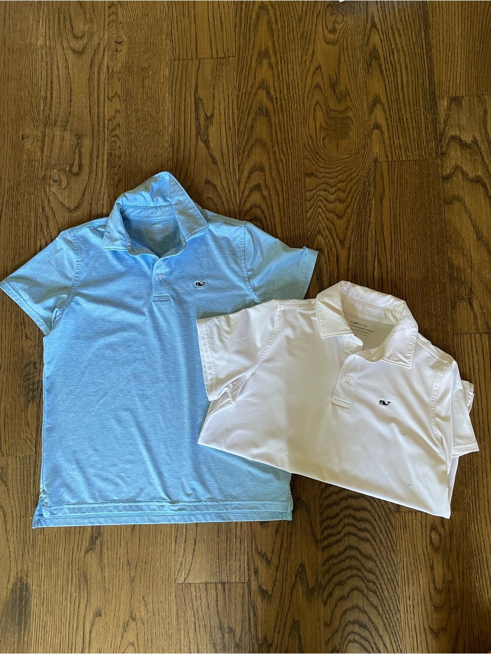 Vineyard Vines Boys' Polo Shirt Bundle  - Light Blue and White - Size M